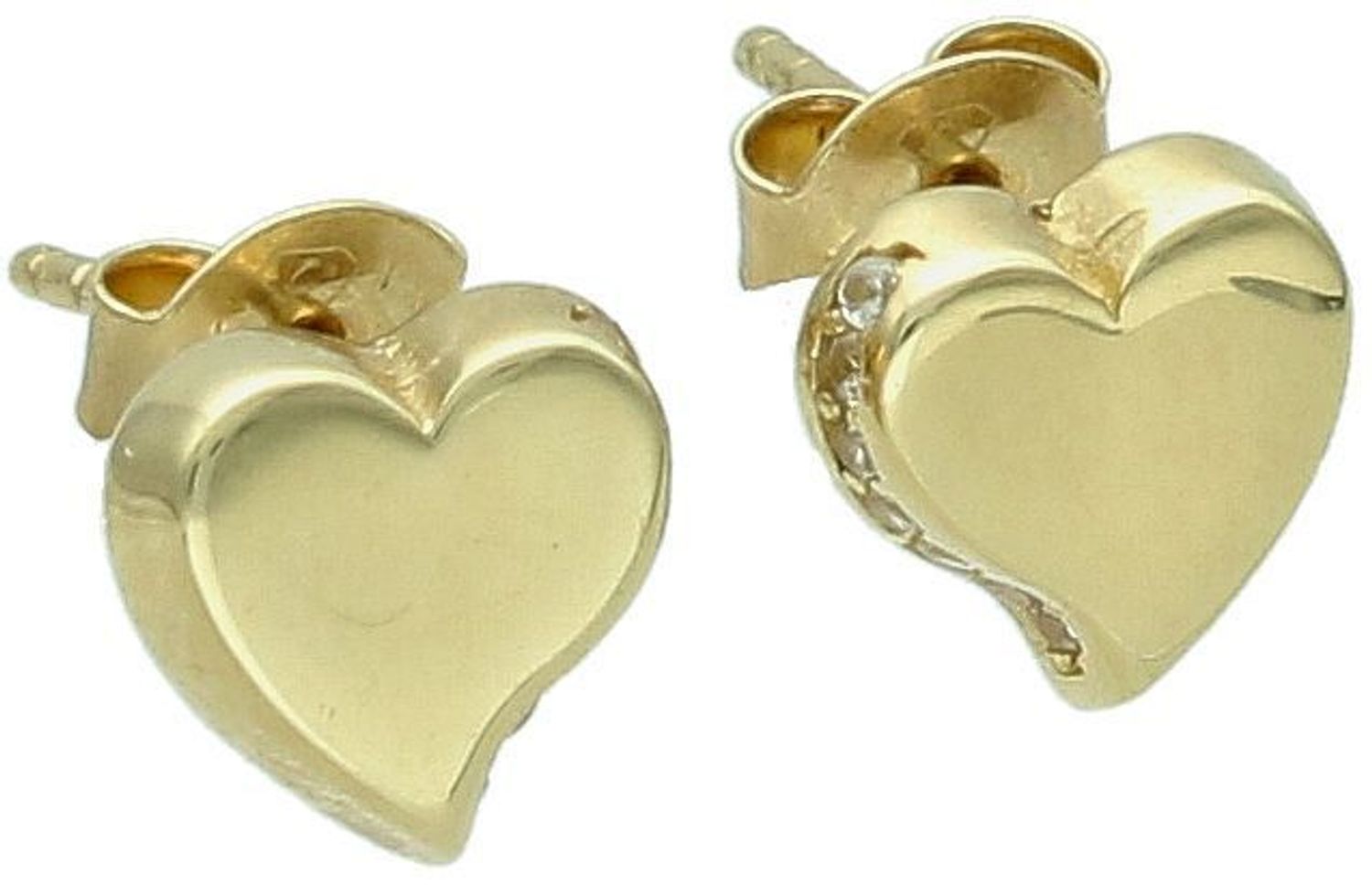 Złote kolczyki serduszka z  bocznymi cyrkoniami 585- KL 5639.jpg